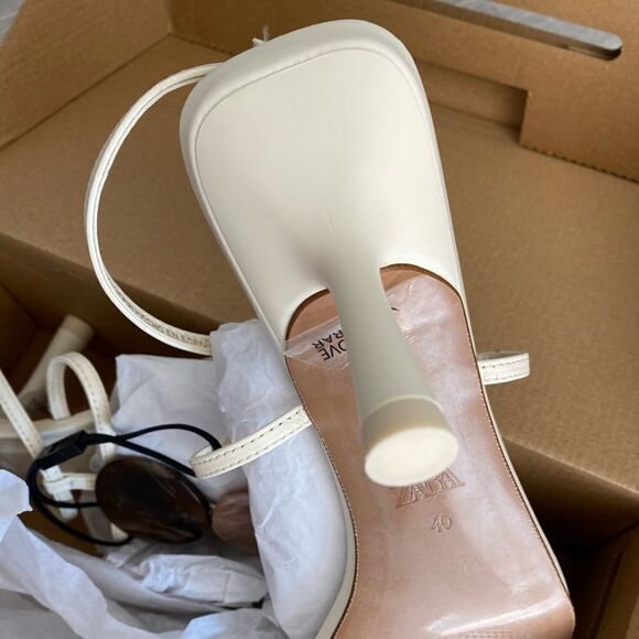 Zara LEATHER MID-HEIGHT HEEL SANDALS New - Picture 7 of 8